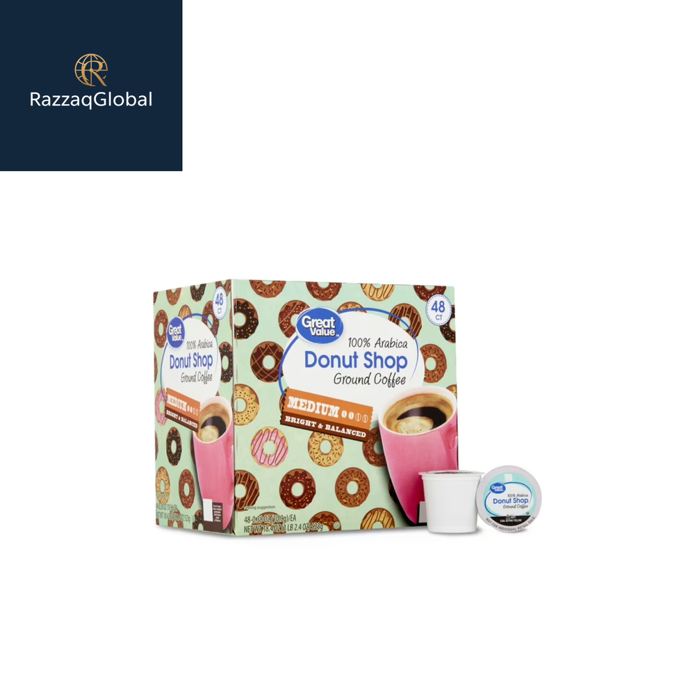 Great Value Donut Shop 100% Arabica Medium Roast Ground Coffee Pods, 48 Ct