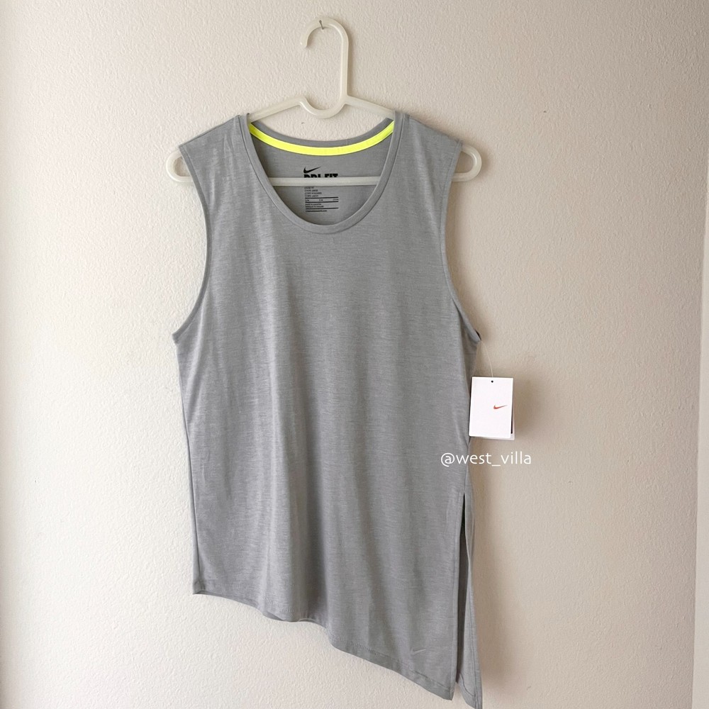 Nike Dri-FIT Side Tie Womens Sleeveless Muscle Tank Top Gym Training Grey S/M