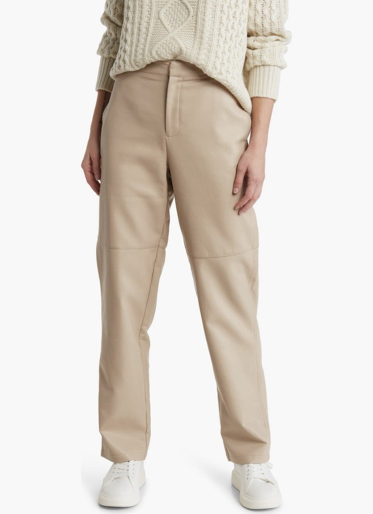 WAYF Women’s Faux Leather Pants Size L Beige NWT