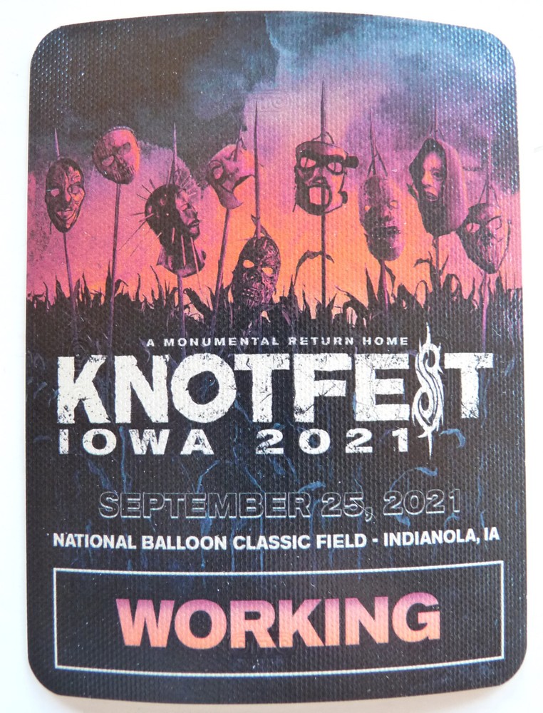 Slipknot Knotfest Iowa 2021 Tour Concert Working Backstage Pass D14