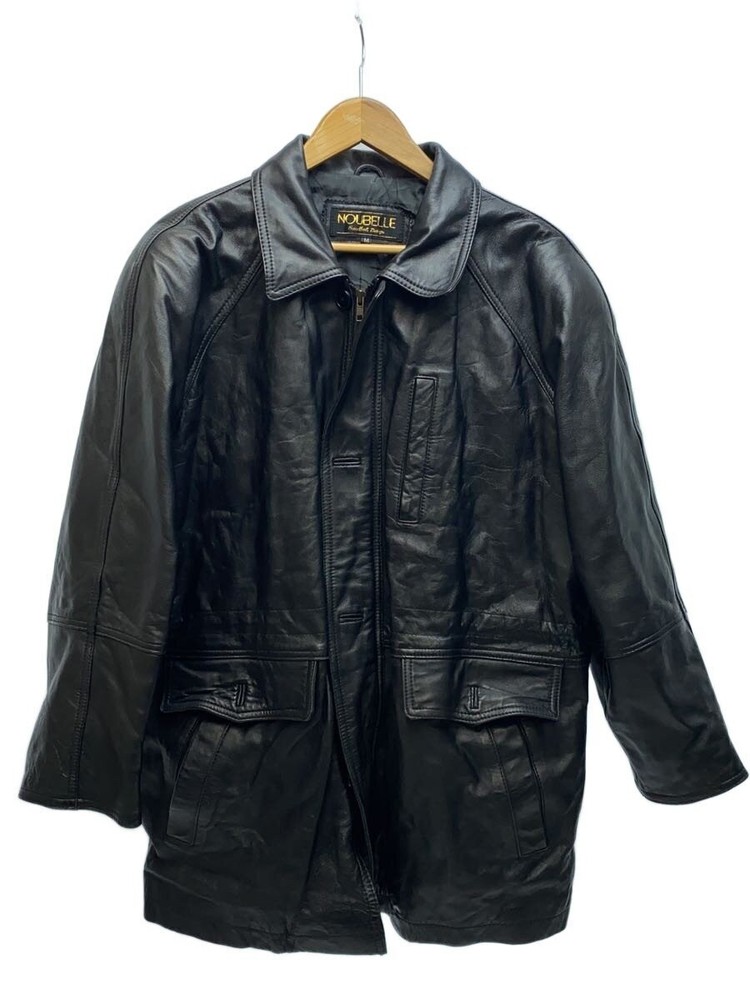 Leather Jacket Blouson/M/Sheepskin/Blk/Plain/Noubelle/Car Coat 6681
