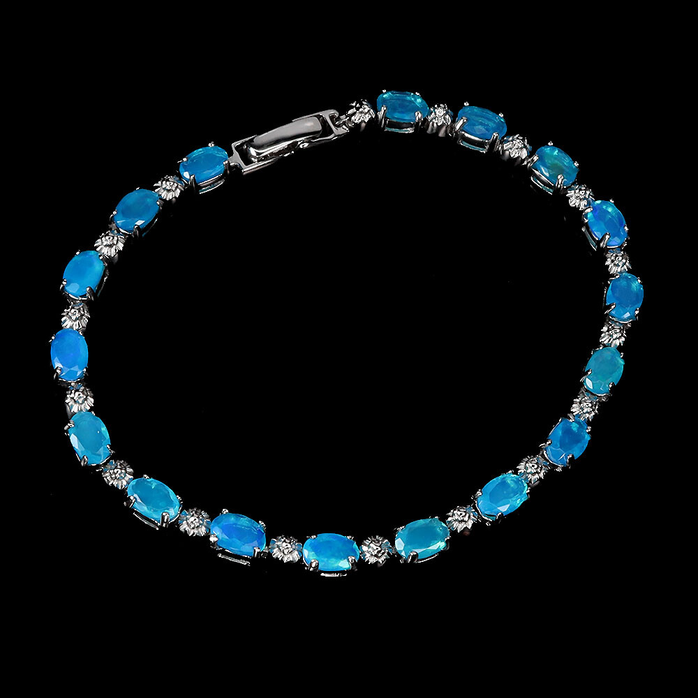 925 Sterling Silver Bracelet Oval Opal 6x4mm Natural Gemstone Jewelry 7.5inches