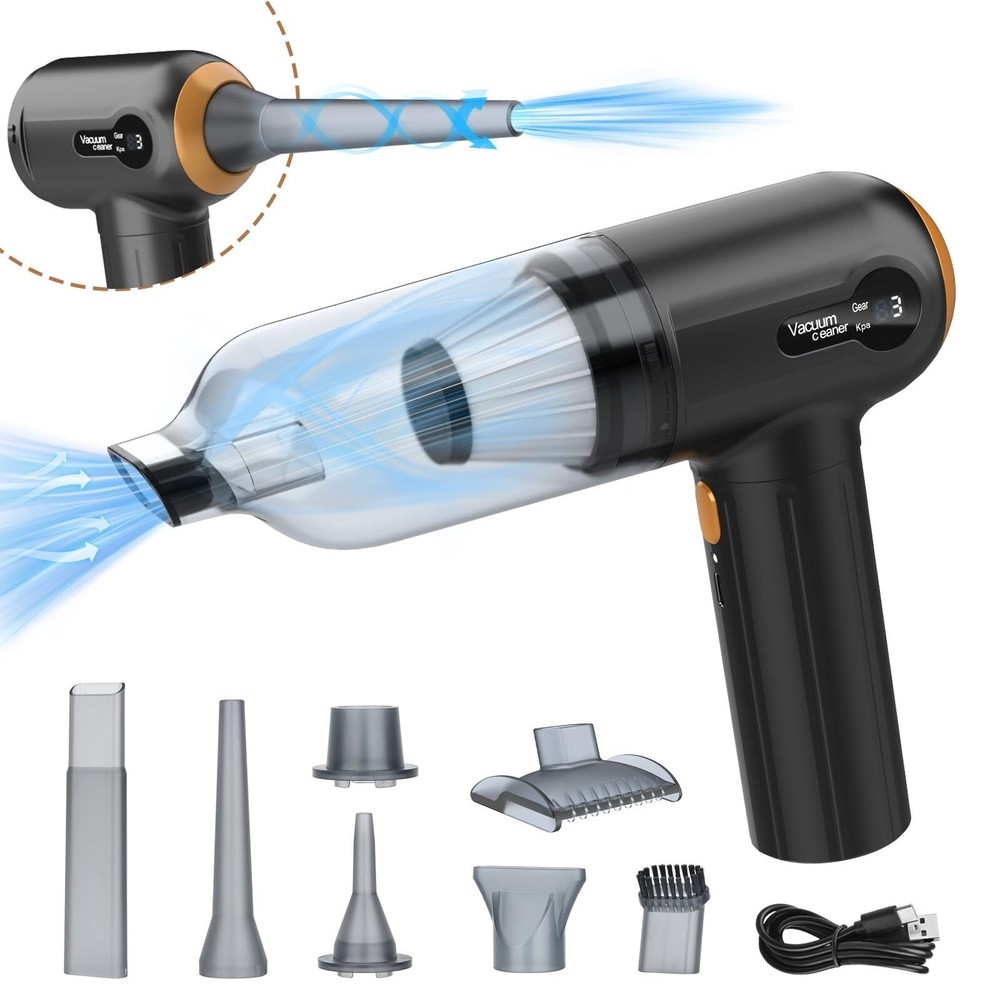 Handheld Car Vacuum Cleaner, 15000Pa Cordless Vacuum Cleaner and Air Duster, ...
