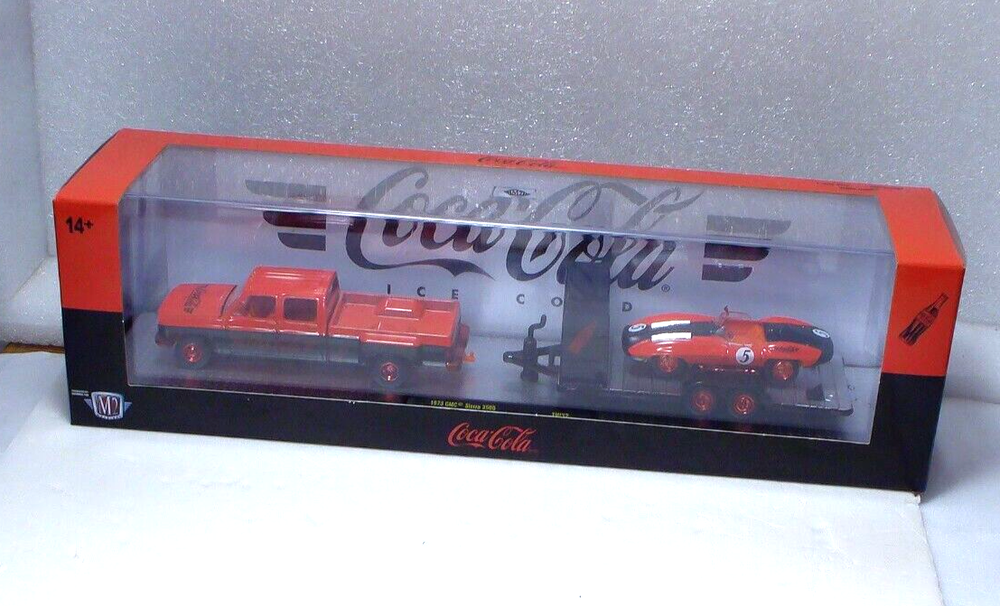 M2 Machines Coca Cola Red Chase 73 GMC Sierra 3500 Auto Haulers 1:64 Diecast Set