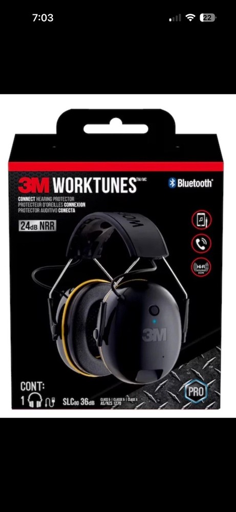 3M Worktunes Wireless Hearing Protector Bluetooth - 90543H1-DC-PS