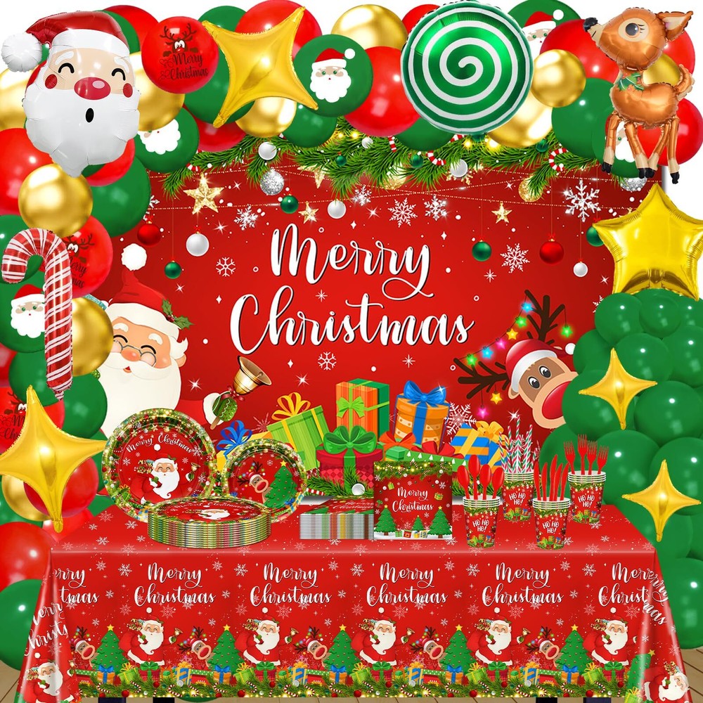 Lecheme Christmas Party Decorations 345 PCS Merry Christmas Decorations Santa...