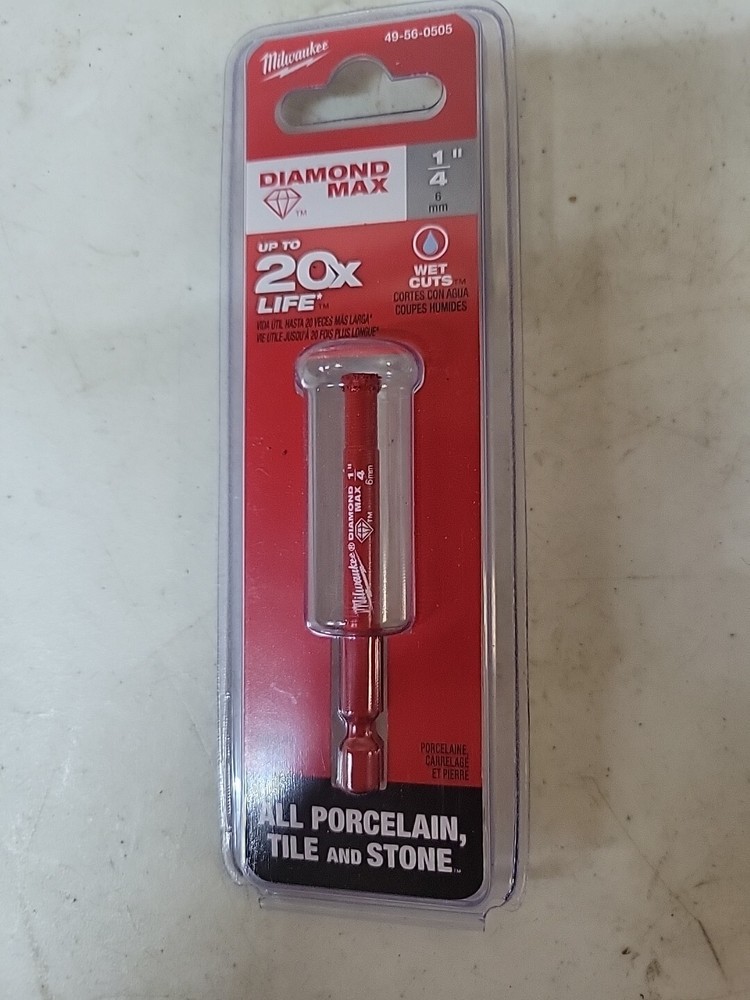 Milwaukee 1/4 inch Diamond Max Hole Saw for Porcelain, Tile & Stone 49-56-0505