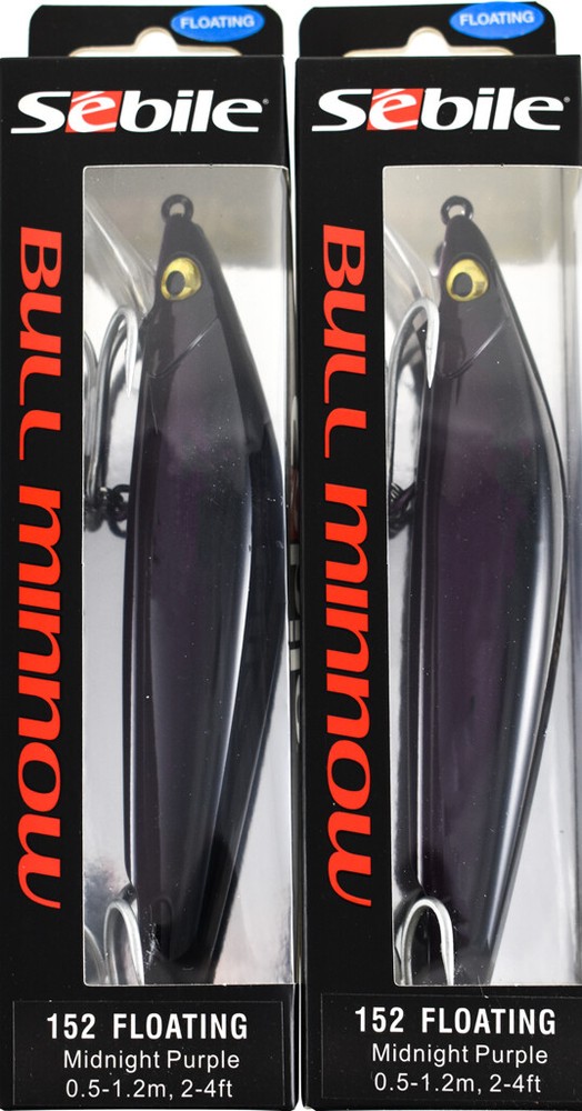 (LOT OF 2) SEBILE BULL MINNOW BMI-152-FL-MNP 2OZ 1443239 MIDNIGHT PURPLE BM7307