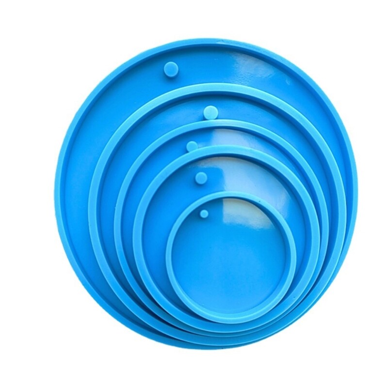 5x Keychain Silicone Mold with Hole DIY Pendant Necklace Earrings Epoxy Craft
