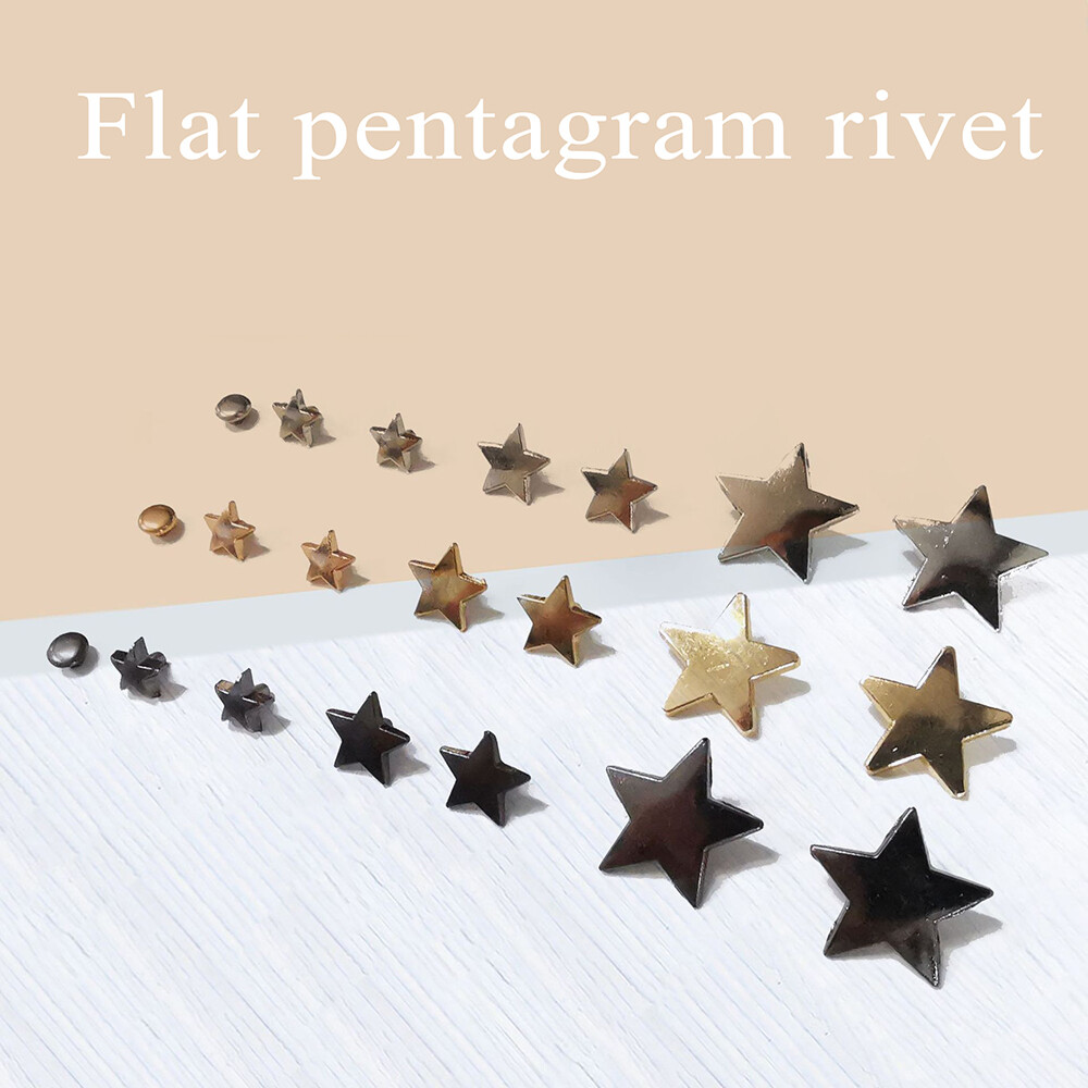 10 Set Metal Star Pentagram Stud Rivet for Leather Craft Bags Shoes Belt Simple