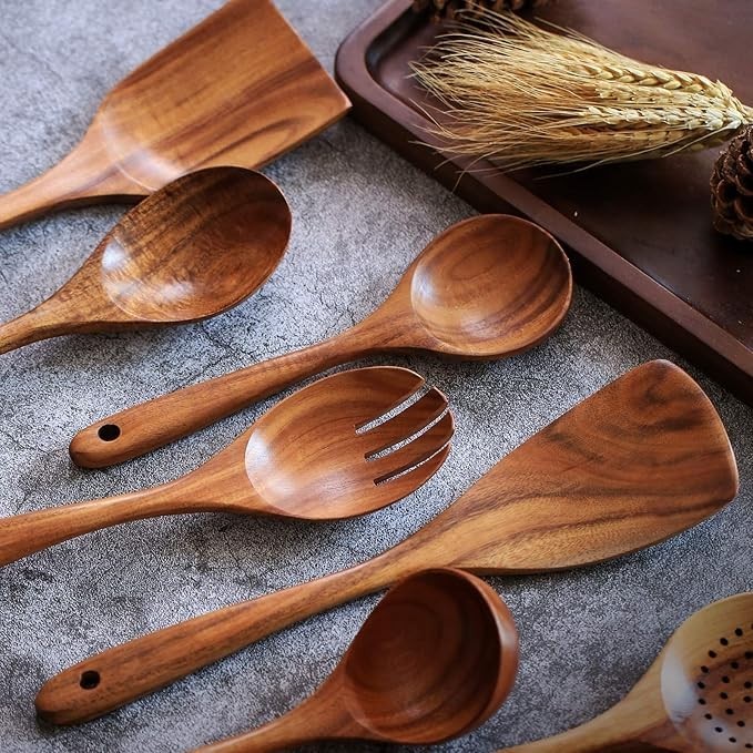 Wooden Kitchen Utensil Set - Natural Cooking Tools