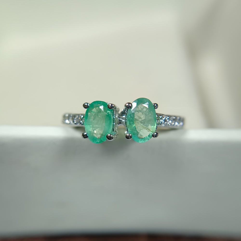 Natural Green Emerald Ring in Sterling Silver – All Sizes Available