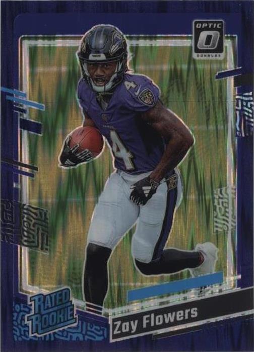 2023 Panini Donruss Optic - Rated Rookie Purple Shock Prizm #210 Zay Flowers (RC)