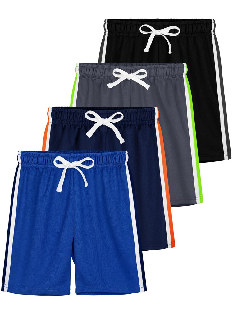 4 Pack Boys Shorts Boys Athletic Basketball Shorts Clothes Mesh Active Quick ...