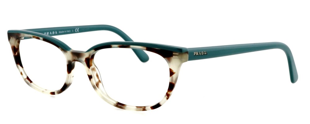 Prada VPR13V 475-1O1 53mm Brown Tortoise Teal Eyeglass Frames Made in Italy