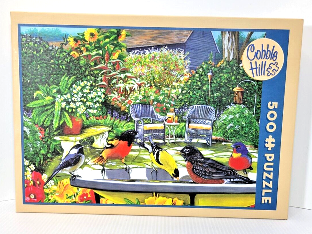 Cobble Hill Jigsaw Puzzle 500 pcs, Bird Bath, Serial # P 15141, Linen Finish