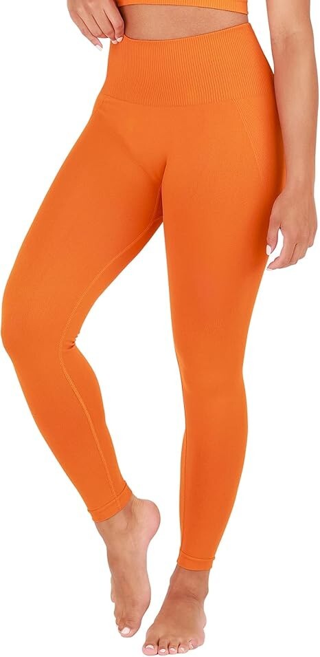 Innersy High Waisted Yoga Leggings for Women - 94% Nylon 6% Spandex - Orange Size M