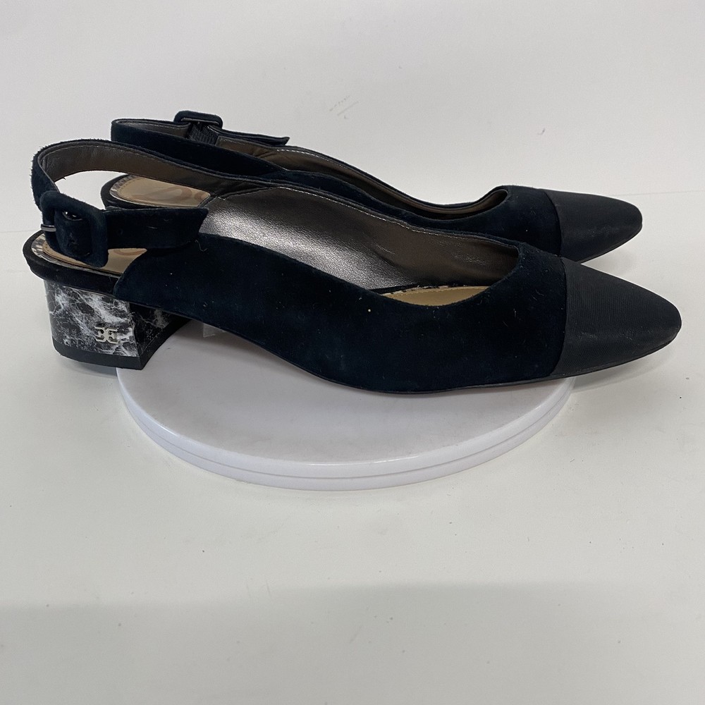 Sam Edelman Women's Size 8 Sadira Black Marble Heel Slingback Sandals 4095
