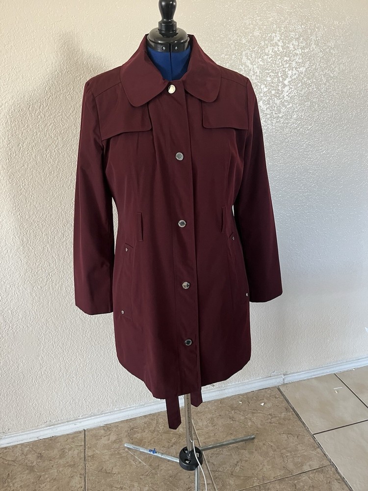 Stylish Burgundy London Fog Trench Coat for Effortless Elegance and Sophistication