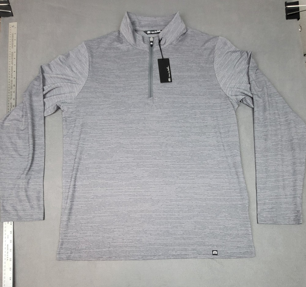 Travis Mathew Crestview Pullover Men L Grey Heather 1/4 Zip Golf Performance NWT