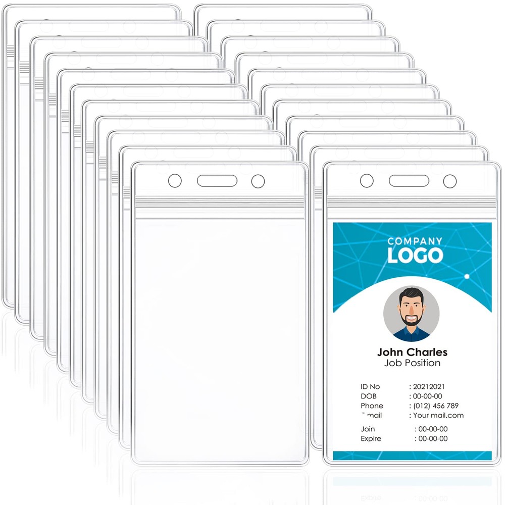 100 Pcs Vertical Clear Plastic Name Badge Holders