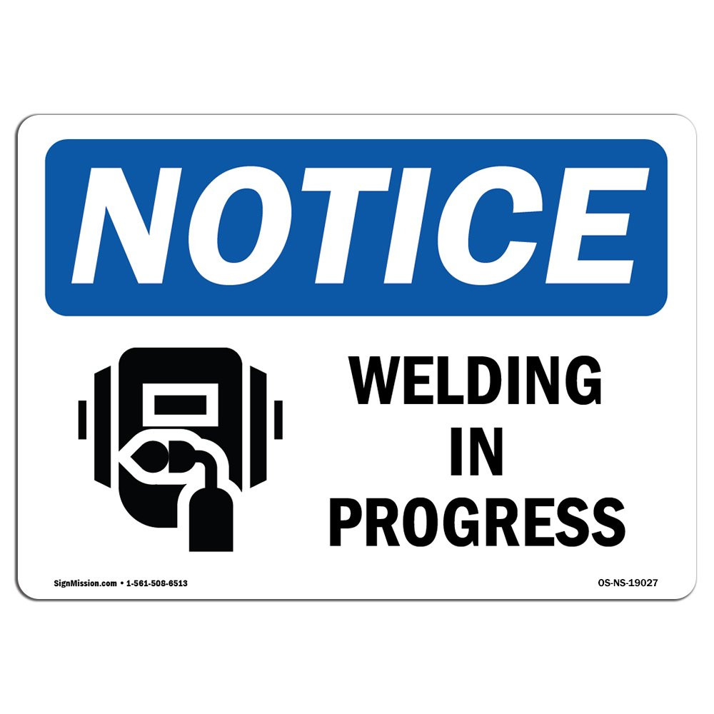 OSHA Welding in Progress Warning Sign - Durable Plastic Safety Sign for Workplace Protection  