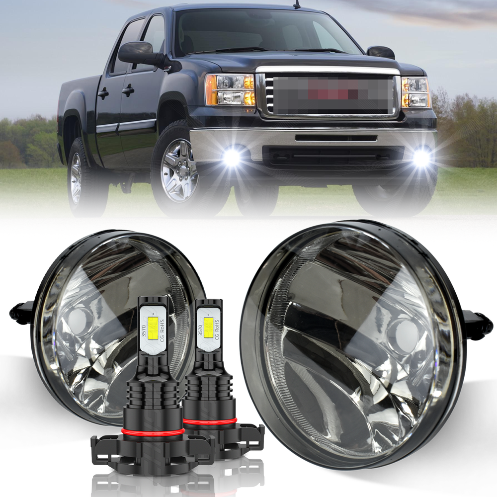 Pair For 2007 2008 2009 2010 2011 2012-13 GMC Sierra Bumper LED Fog Lights Lamps