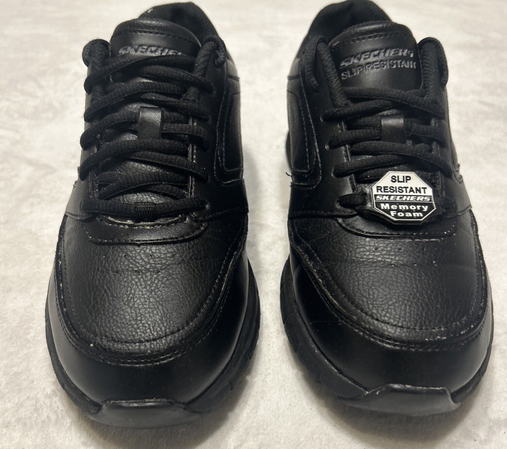 Skechers Womens Nampa Wyola 77235W Black Casual Work Shoes Sneakers 6.5 Wide