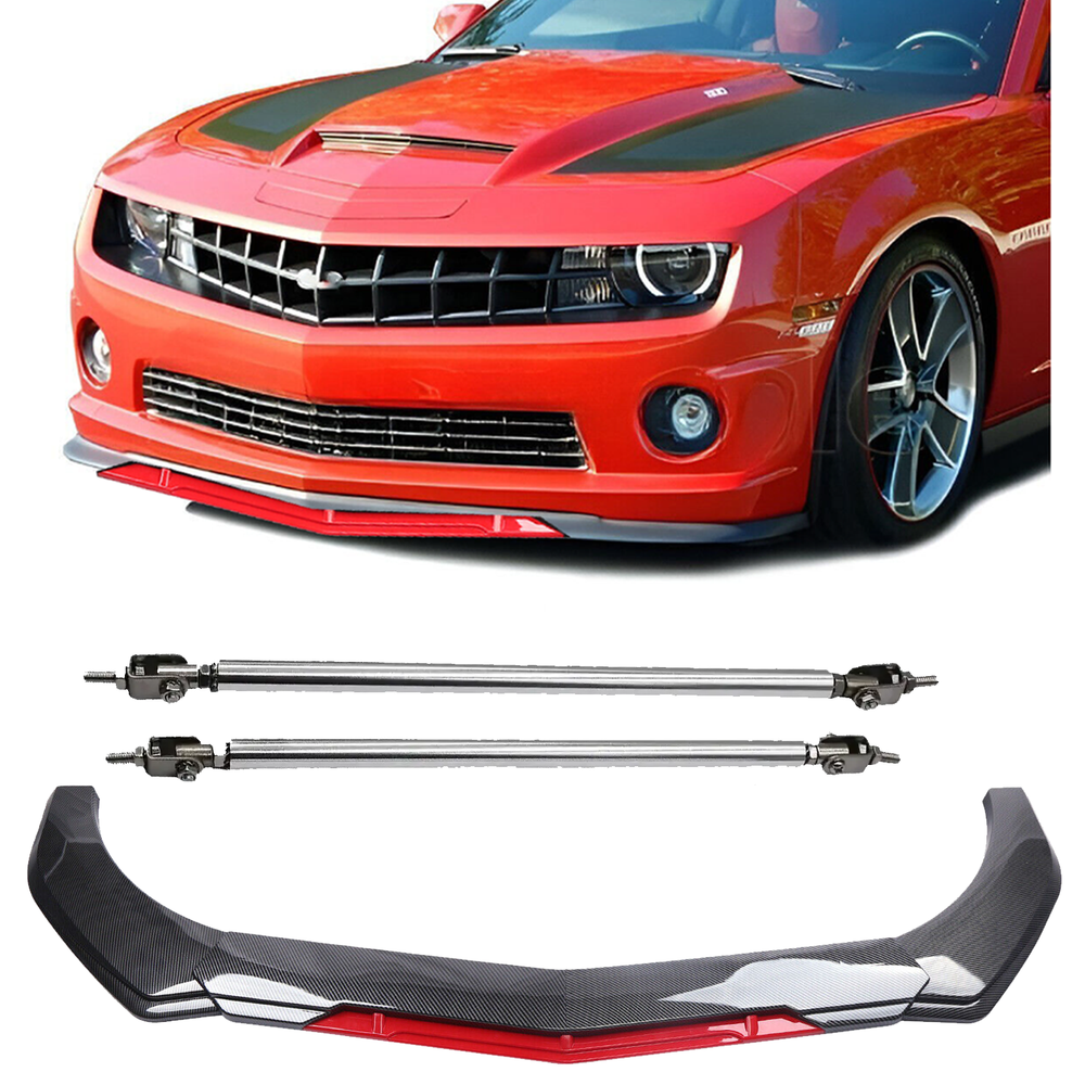 Chevrolet Camaro SS Carbon Fiber Front Bumper Lip Spoiler with Strut Rods