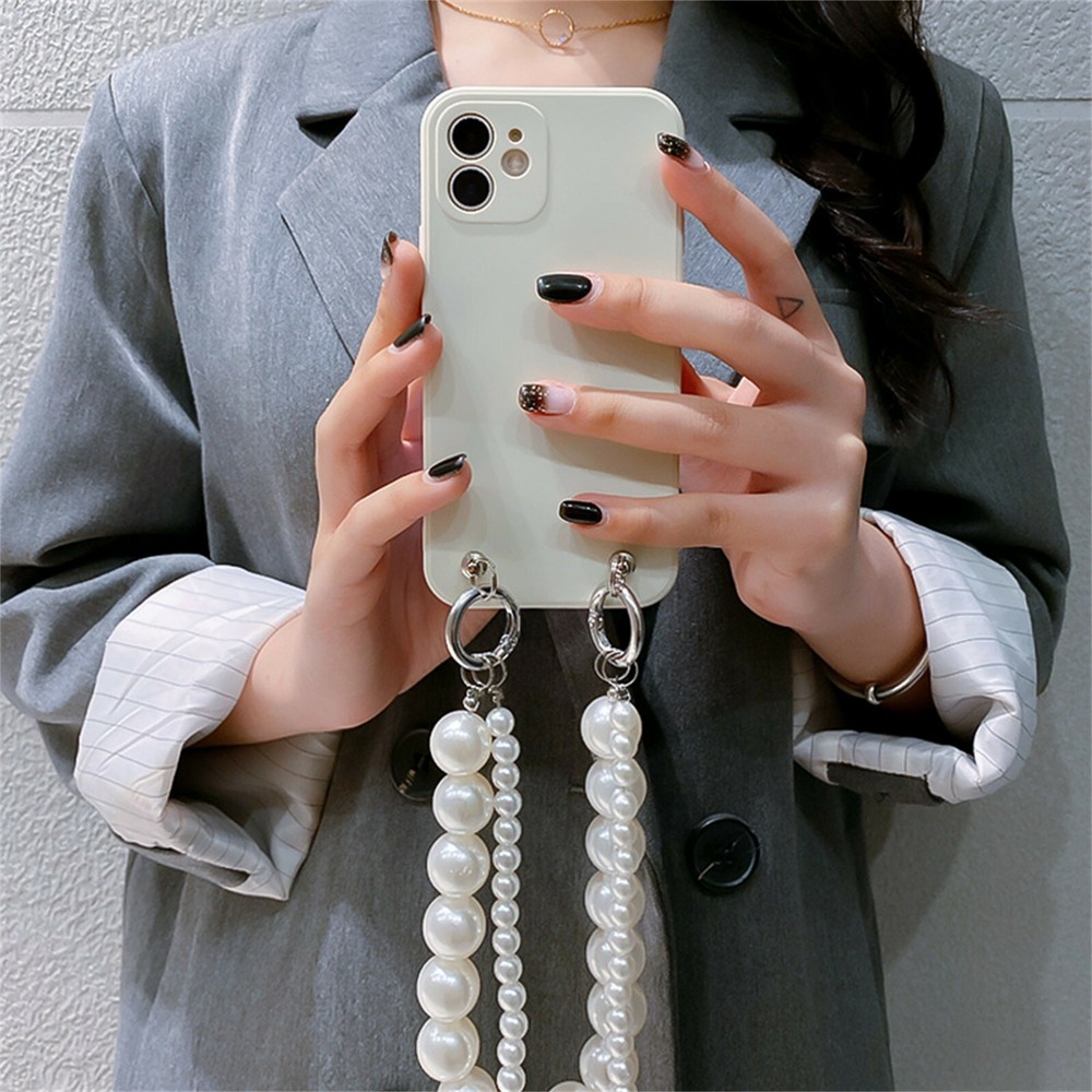 Crossbody Lanyard Necklace Pearl Bracelets  Back Cover Phone case  with Chain