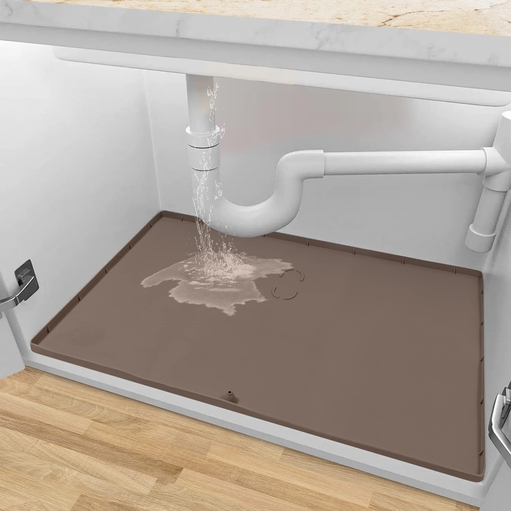 Non-Slip 34x22 Silicone Under Sink Mat Kitchen Cabinet Liner