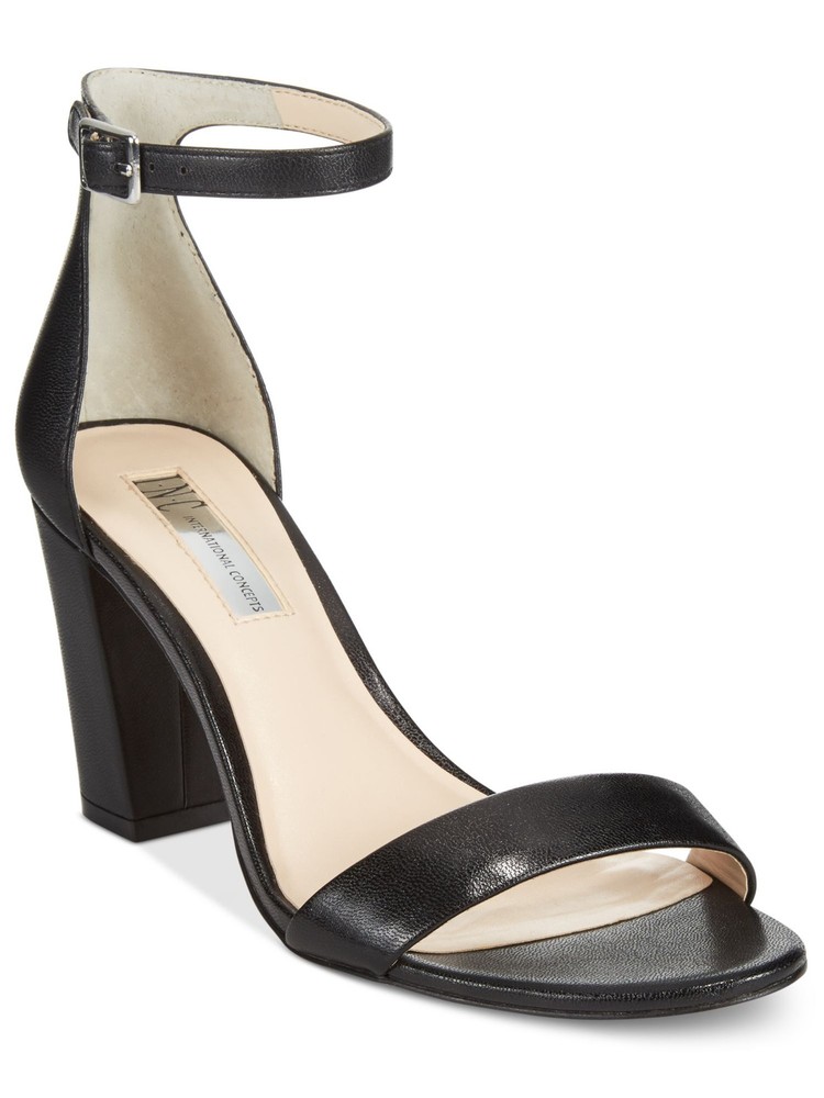 INC Women's Black Kivah Adjustable Buckle Block Heel Dress Sandals Size 9 M