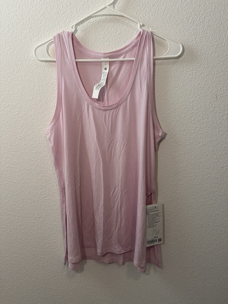 Lululemon Women's Silk Appeal Side-Slit Tank Top, Size Large, Pink Organza