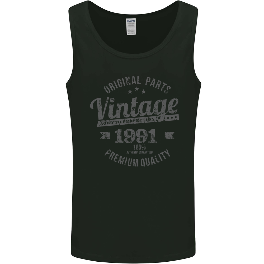 Vintage Year 34th Birthday 1991 Mens Vest Tank Top Black