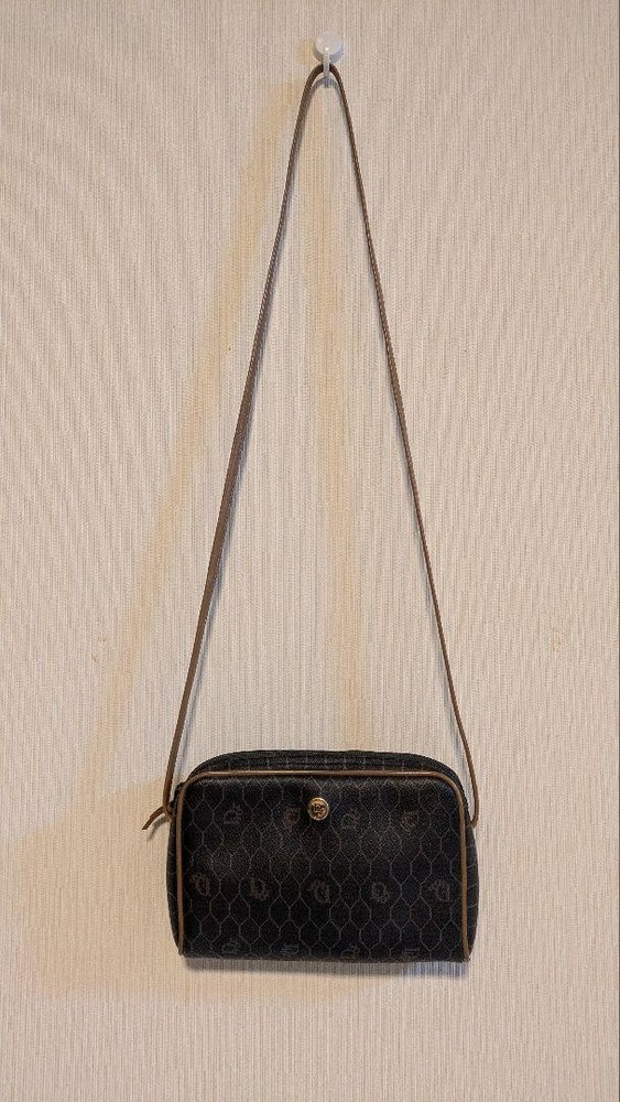 Dior Black Leather Honeycomb Shoulder Bag Authentic