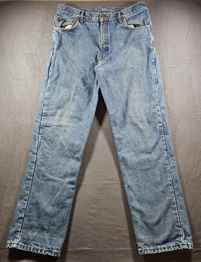 Carhartt B21 DST Men's Size 36x32 Flannel Lined Relaxed Fit Denim Blue Jeans USA