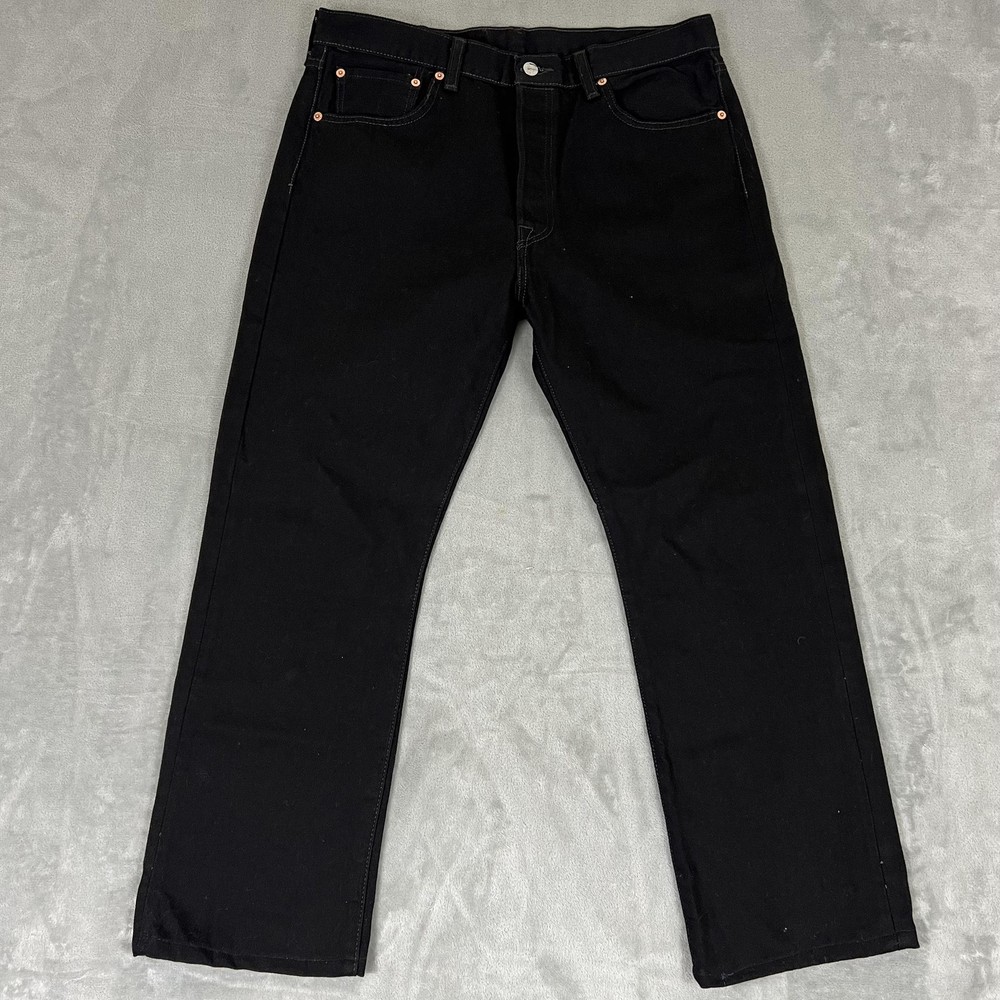 Levi's 501 Jeans Mens 35x30 Black Original Fit Button Fly Denim Straight Leg