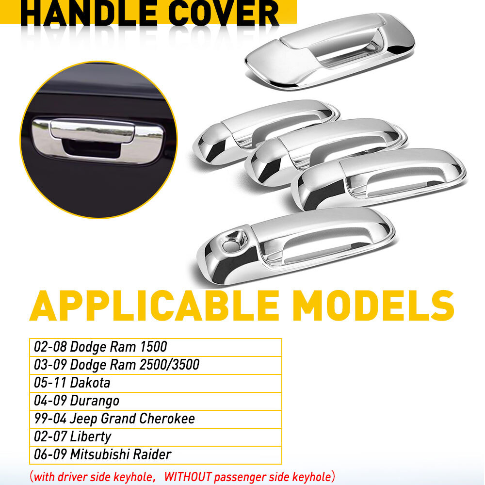 Chrome Door 4 Handle Tailgate Covers For Jeep Durango Dakota Dodge Ram Liberty M