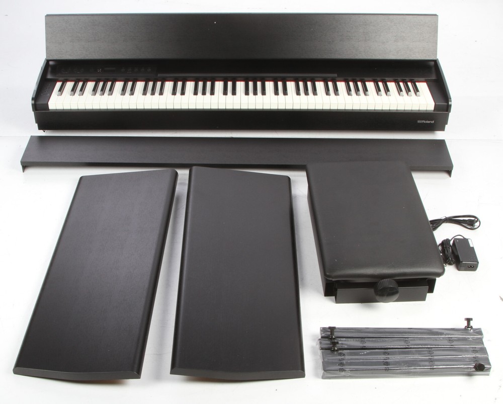 Roland F701 Digital Upright Piano Coal Black Missing Pedals Support Bar