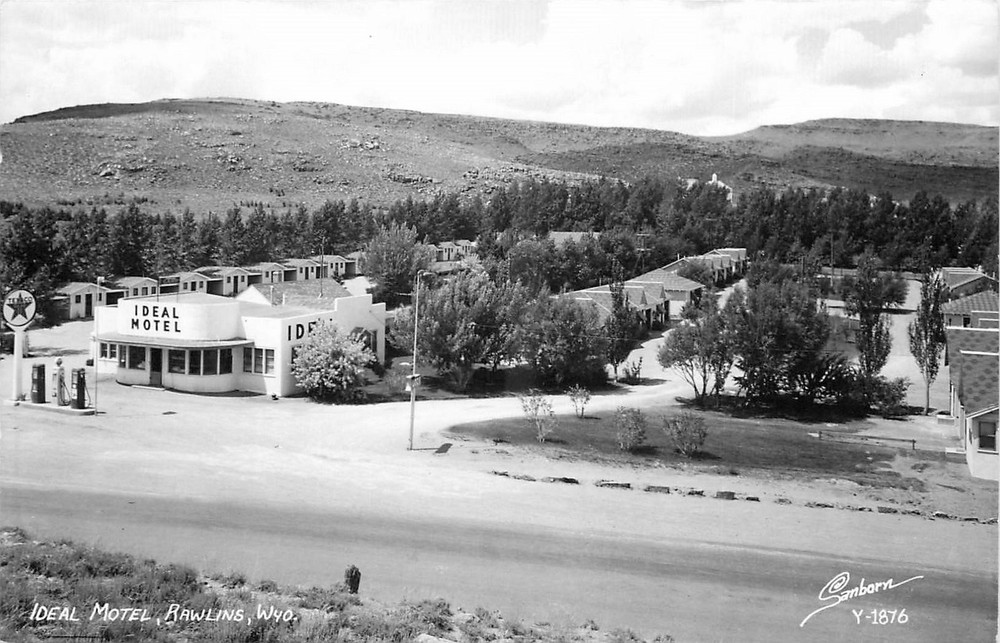 1950s Rawlings Wyoming Ideal Motel occupation Sanborn RPPC Postcard 25-6170