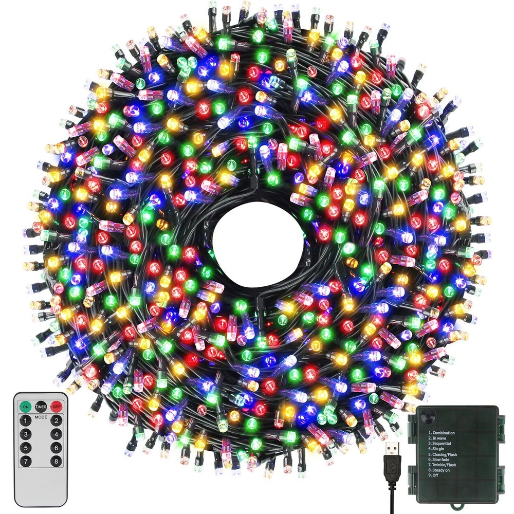 78FT 240 LED Christmas Lights USB & Battery Powered Waterproof Christmas Tree...