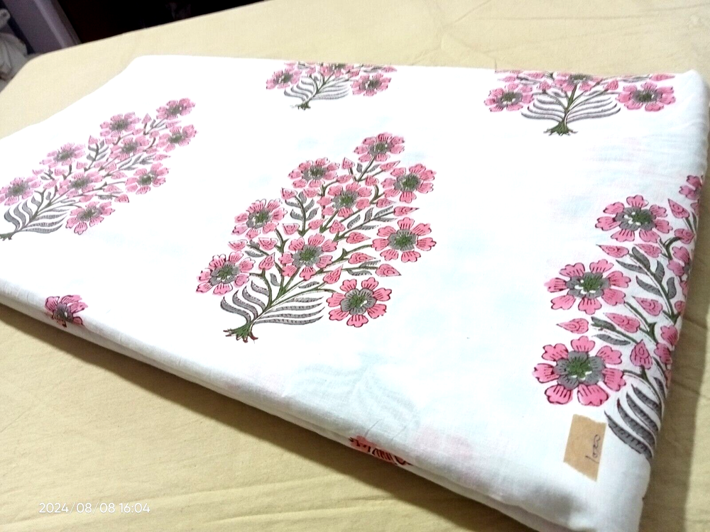 100% Cotton Hand Block Print Soft Organic Fabric Buta Design  