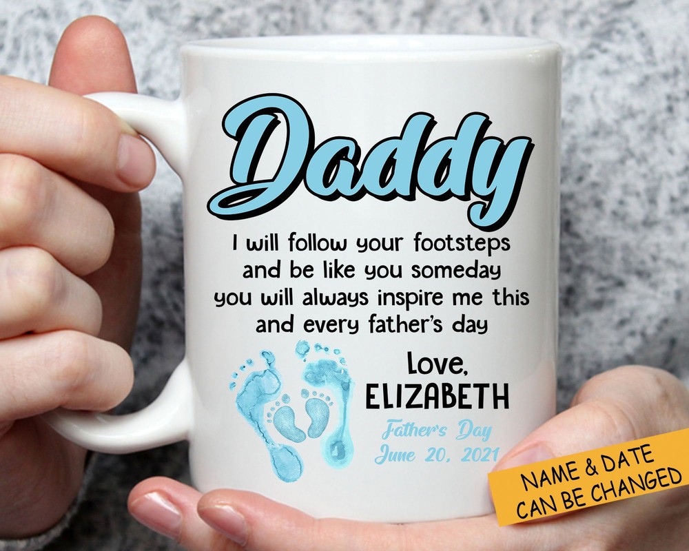 Dad Footsteps Personalized Mug First Father's Day Present Mug For Daddy From The