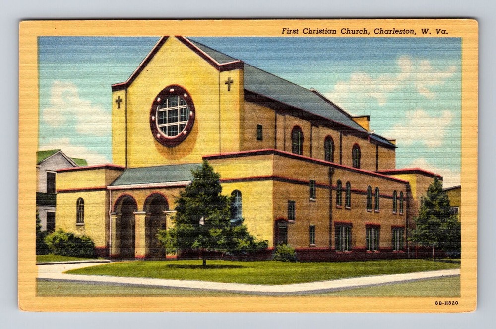 Charleston WV-West Virginia, First Christian Church, Antique Vintage Postcard