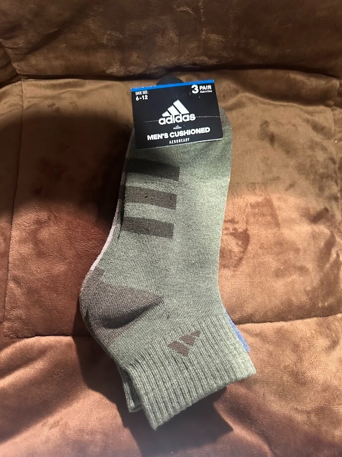 Adidas Men's Cushioned Socks 3-pair  Size 6-12