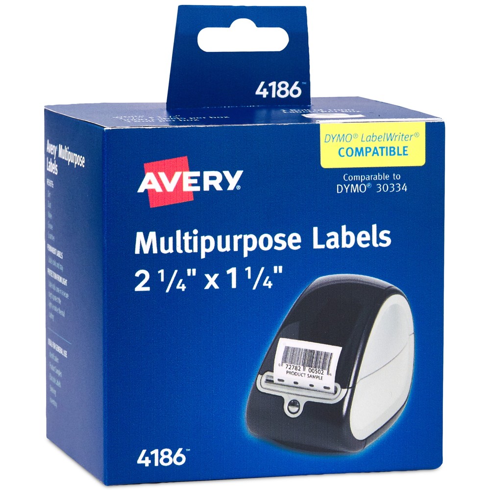 Avery 4186 White Thermal Labels 2.25 x 1.25 Inches 1000 Pack