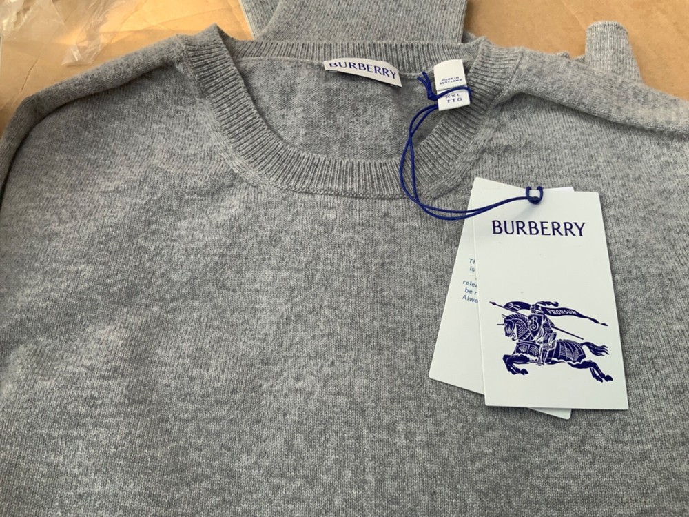 BURBERRY Mens Cashmere Blend Crew Neck Sweater Grey 2XL  New RRP £850 Genuine