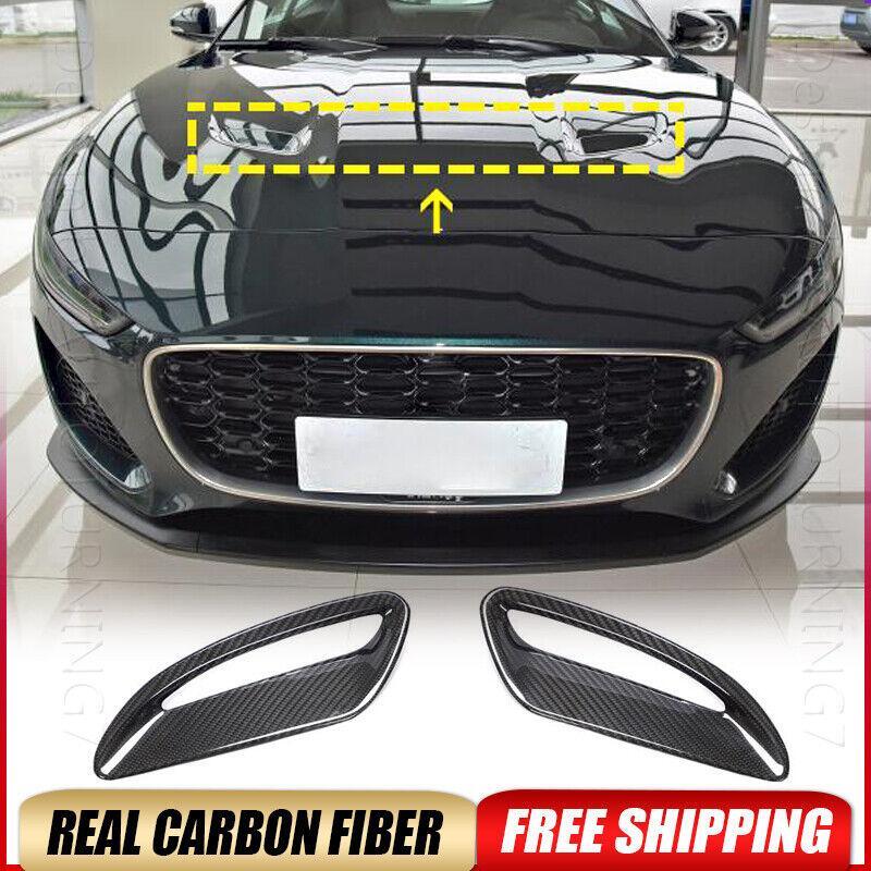 Fit For Jaguar F-Type 2021UP REAL Carbon Front Bumper Hood Air Vent Cover 2PCS