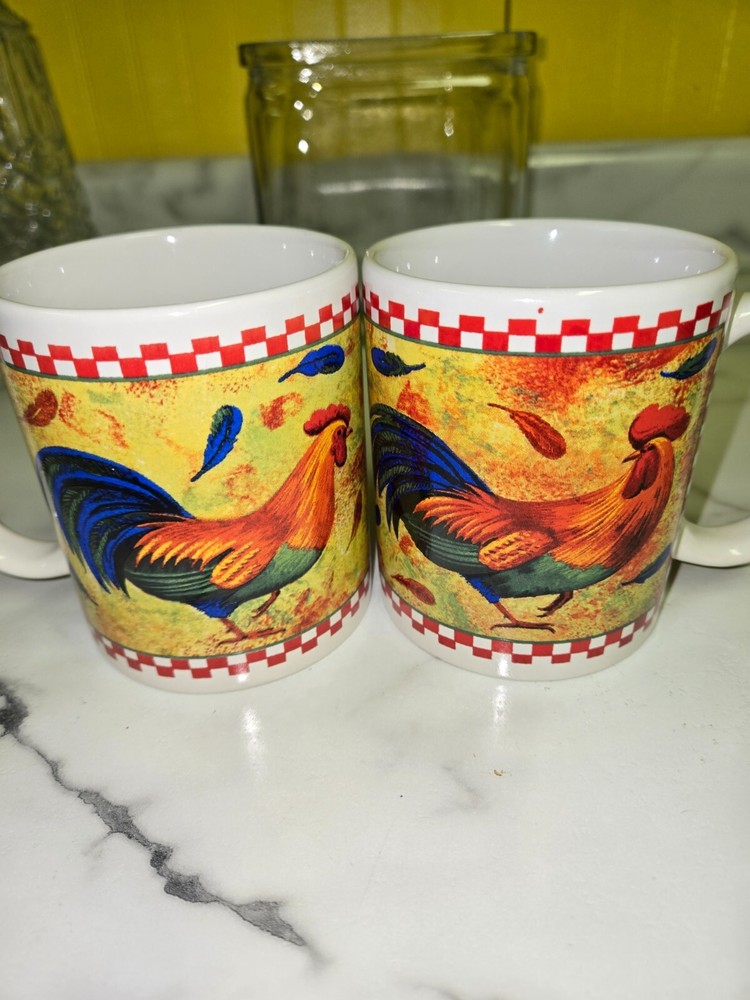 B.I. Inc. ceramic mugs w/chicken decor -really cute - 4