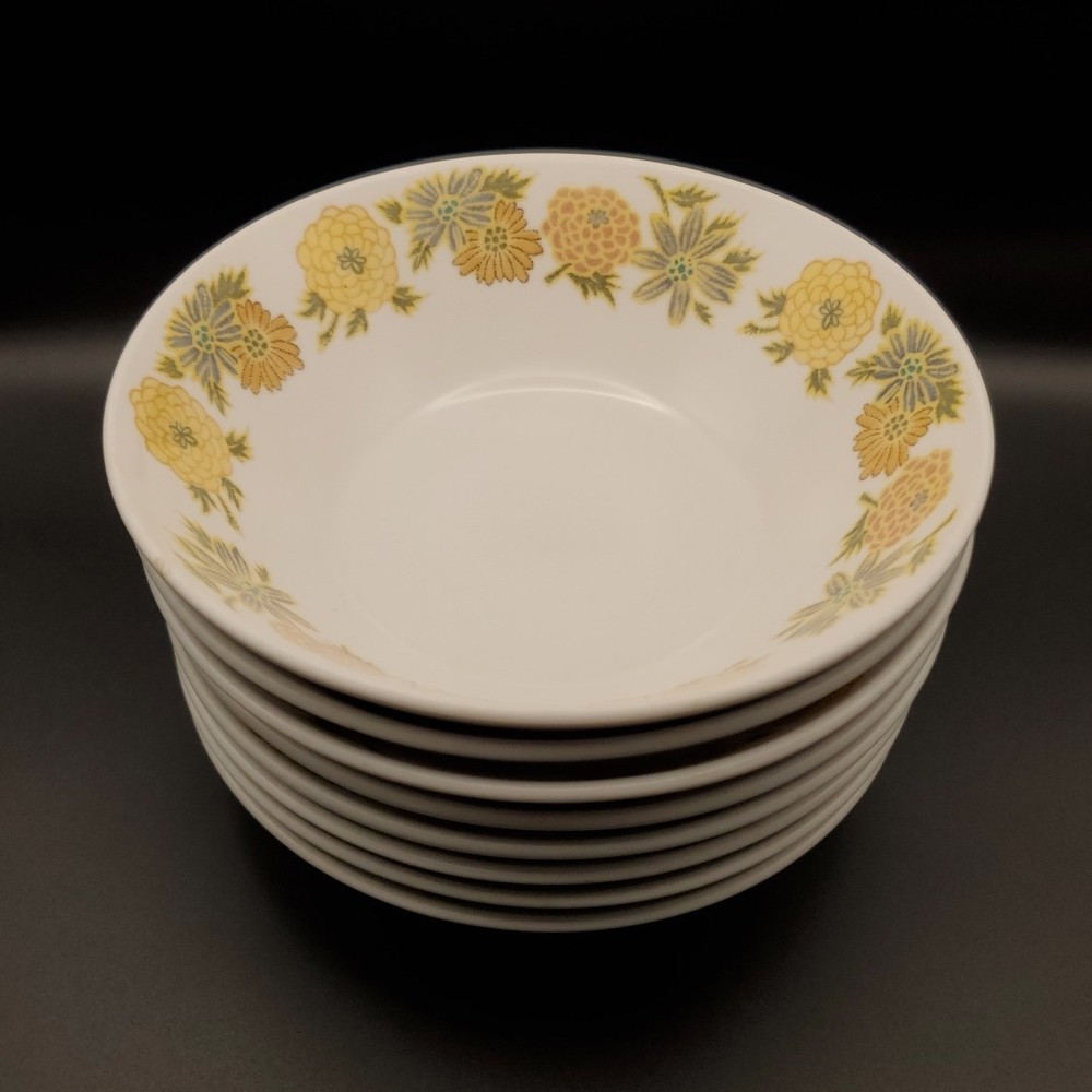 Vintage Noritake Progression Sunny Side 8-Piece Soup Cereal Bowl Set 6.5 Inch